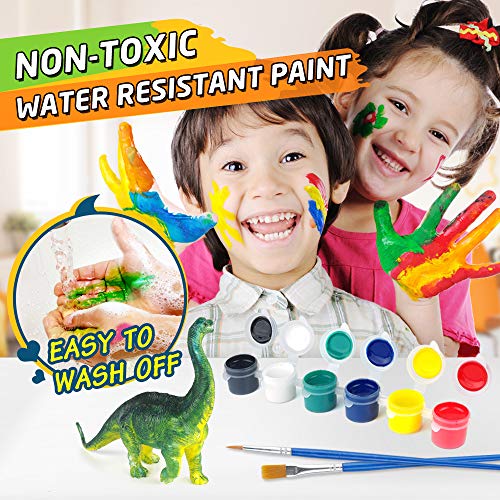 BAODLON Kids Arts Crafts Set Dinosaur Toy Painting Kit - 10 Dinosaur Figurines, Decorate Your Dinosaurs, Create a Dino World Painting Toys Gifts for 5, 6, 7, 8 Year Old Boys Kids Girls Toddlers - Image 4