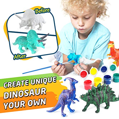 BAODLON Kids Arts Crafts Set Dinosaur Toy Painting Kit - 10 Dinosaur Figurines, Decorate Your Dinosaurs, Create a Dino World Painting Toys Gifts for 5, 6, 7, 8 Year Old Boys Kids Girls Toddlers - Image 3