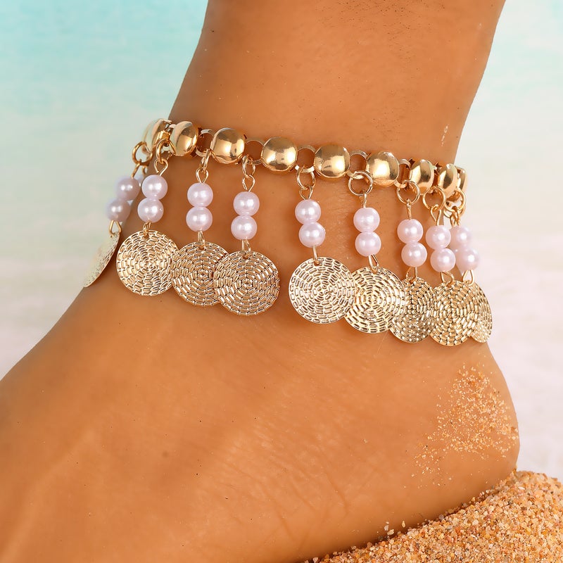 ofeankri Bohemian Retro Ethnic Anklet with Shell and Pearl Design - Stylish Beach Accessory for Women - Image 3