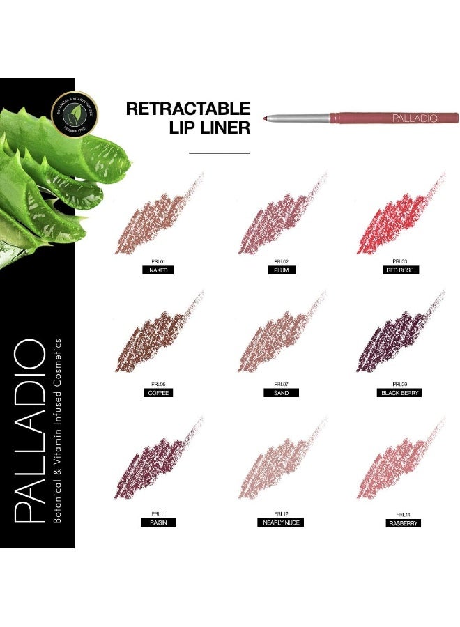 PALLADIO Retractable Waterproof Lip Liner | High Pigmented & Creamy Color Slim | Twist Up Smudge Proof Formula With Long Lasting All Day Wear | No Sharpener Required | Coffee - Image 5