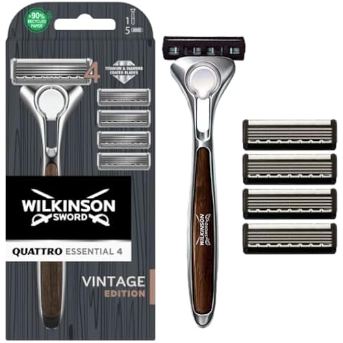 Wilkinson Sword Quattro Vintage Edition Mens Razor with 5 Blades - Image 2