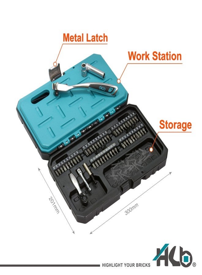 HB 74-Piece Socket Set AKX007-U, 120-Tooth Ratchet 3/8" Drive, 72-Tooth Stubby Mini Ratchet, SAE Standard & Deep Sockets, Impact Adapter, CR-V Steel, Storage Case, Made in Taiwan - Image 2
