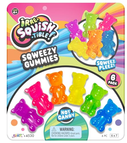 Ja-Ru JARU Mini Gummi Bears Pencil Toppers for Kids 1 Pack 6 Bears Each Mochi Squishy Toys Stress Relief Fidget Toys Bulk Party Favors Cool School Supplies 45301s - Image 1