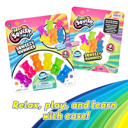 Ja-Ru JARU Mini Gummi Bears Pencil Toppers for Kids 1 Pack 6 Bears Each Mochi Squishy Toys Stress Relief Fidget Toys Bulk Party Favors Cool School Supplies 45301s - Image 5