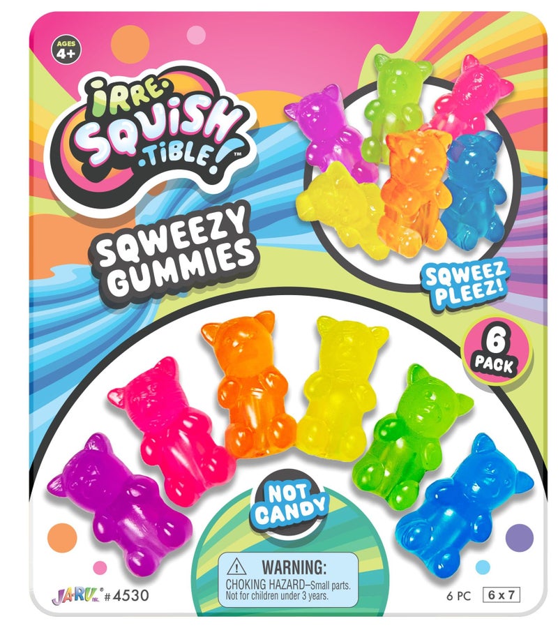 Ja-Ru JARU Mini Gummi Bears Pencil Toppers for Kids 1 Pack 6 Bears Each Mochi Squishy Toys Stress Relief Fidget Toys Bulk Party Favors Cool School Supplies 45301s - Image 3