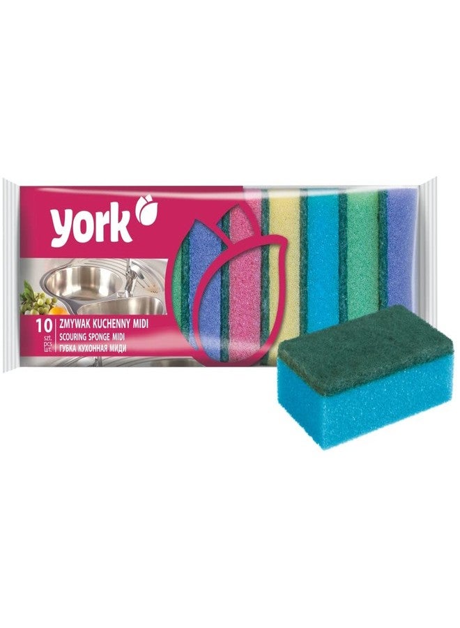 YORK Non-Abrasive Cleaning Scouring Heavy-Duty Scrub Sponge for Kitchen Scratch Proof Kitchen Utensil Scrubber Pads for Pots, Pans, Dishes, Bathroom & Non-Stick Cookware Sponge Scrubbers (10 Piece) - Image 1