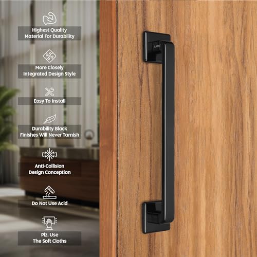 LAPO Cool Door Handles for Main Door | Main Door Handle | Door Handle | Zinc Alloy(14 inches- Pack of 1) Black Finish | 3 Years Warranty | Pull Handle - Image 3