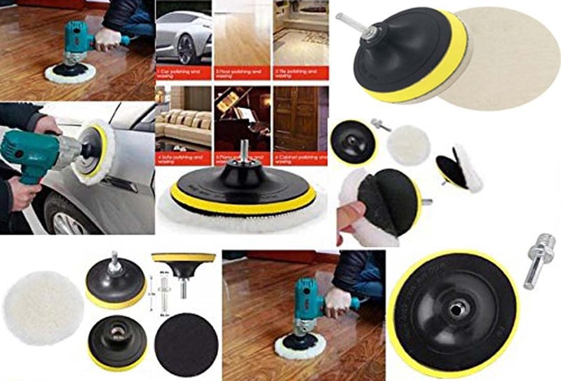 DIY Crafts 1 Kit, 6"inch Felt+Wool+Backer Pad+M10/14, Polishing Felt Pad Wool Pads Woolen Polishing Waxing Buffing Pads Kit Auto Car with M10/14 U (1 Kit, 6"inch Felt+Wool+Backer Pad+M10/14) - Image 3