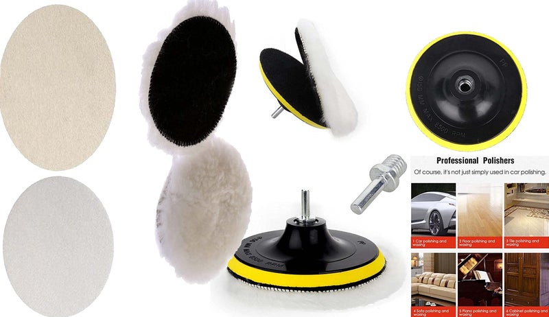 DIY Crafts 1 Kit, 6"inch Felt+Wool+Backer Pad+M10/14, Polishing Felt Pad Wool Pads Woolen Polishing Waxing Buffing Pads Kit Auto Car with M10/14 U (1 Kit, 6"inch Felt+Wool+Backer Pad+M10/14) - Image 5