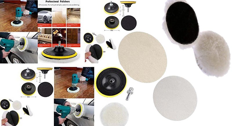 DIY Crafts 1 Kit, 6"inch Felt+Wool+Backer Pad+M10/14, Polishing Felt Pad Wool Pads Woolen Polishing Waxing Buffing Pads Kit Auto Car with M10/14 U (1 Kit, 6"inch Felt+Wool+Backer Pad+M10/14) - Image 2