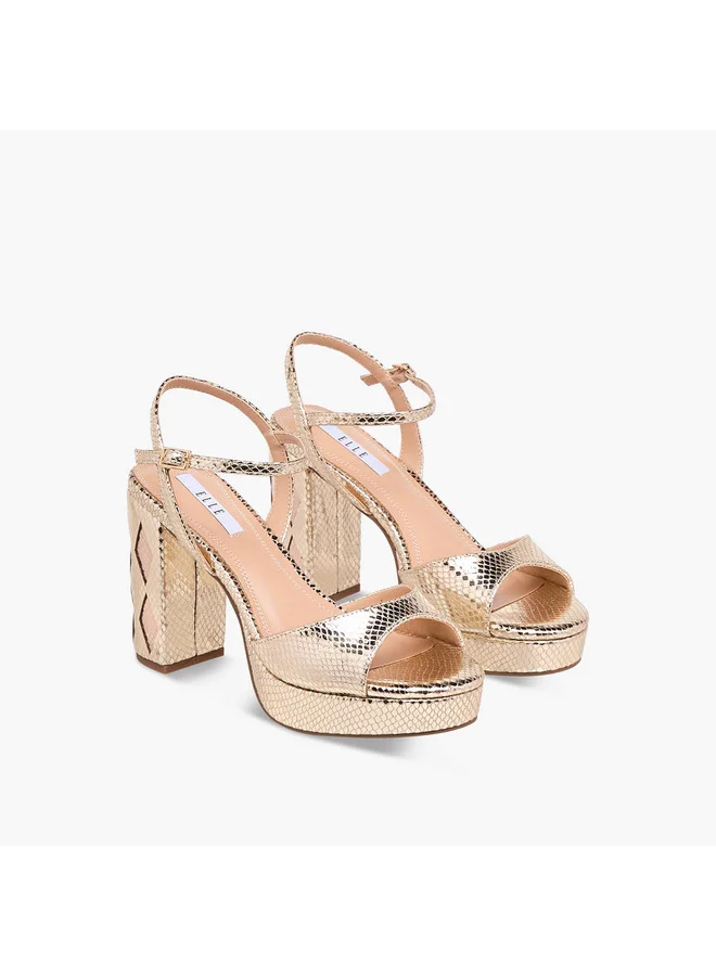 ايل Women's Textured Platform Sandals with Buckle Closure