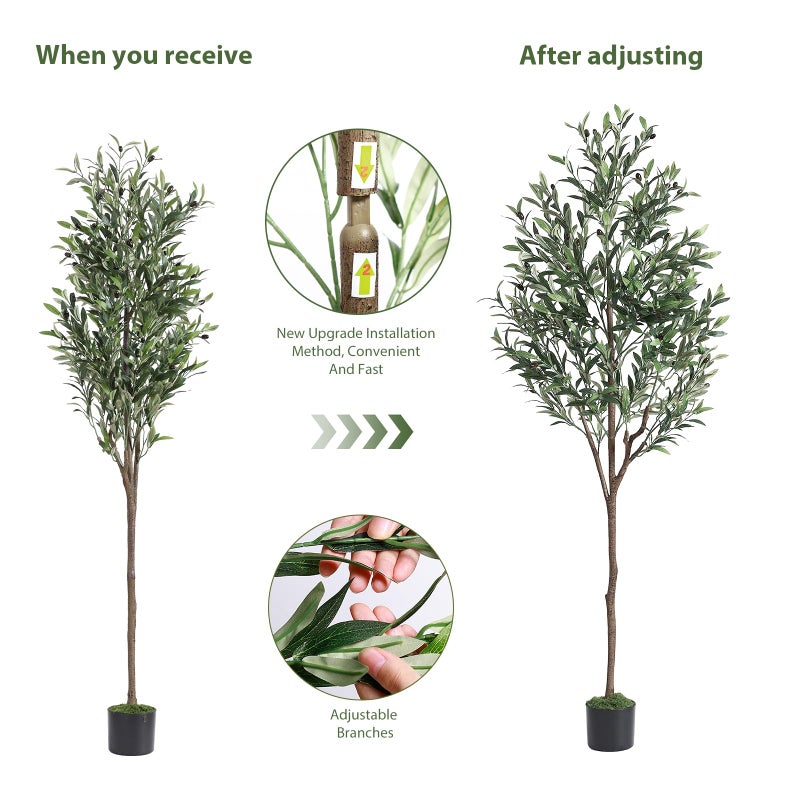 Alupssuc 6ft Olive Tree Artificial Indoor, Fake Tree Potted with Lifelike Fruits and Realistic Leaves, Faux Plants for Modern Home Office Living Room Decor - Image 5