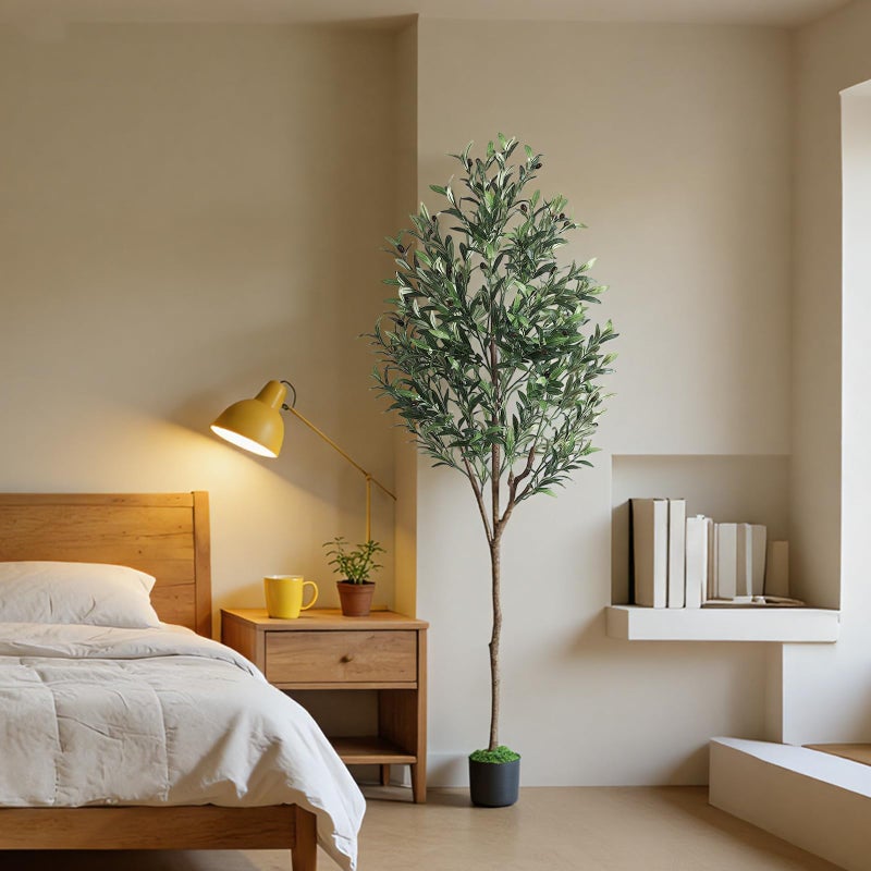 Alupssuc 6ft Olive Tree Artificial Indoor, Fake Tree Potted with Lifelike Fruits and Realistic Leaves, Faux Plants for Modern Home Office Living Room Decor - Image 1