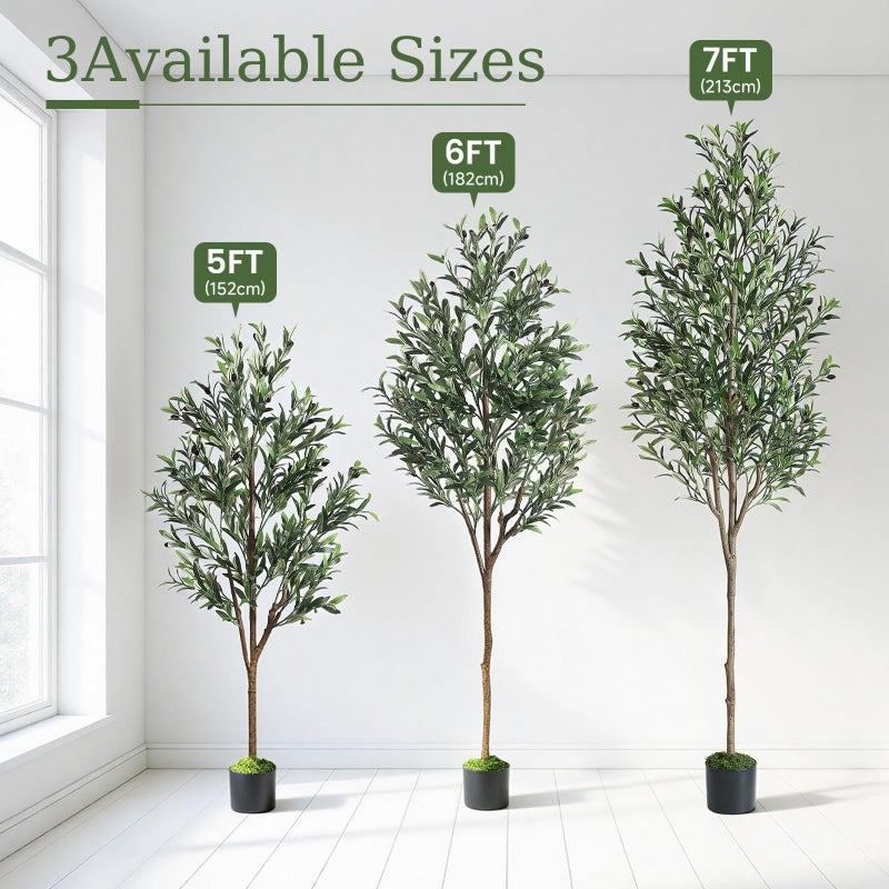 Alupssuc 6ft Olive Tree Artificial Indoor, Fake Tree Potted with Lifelike Fruits and Realistic Leaves, Faux Plants for Modern Home Office Living Room Decor - Image 4