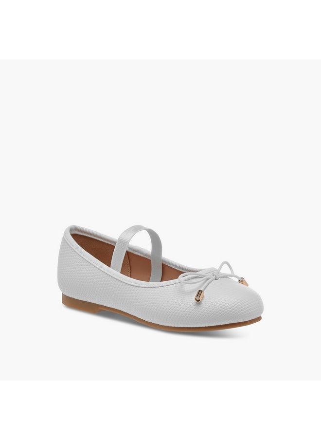 JUNIORS Girls Bow Accent Ballerina Shoes with Elasticated Strap  - Image 2