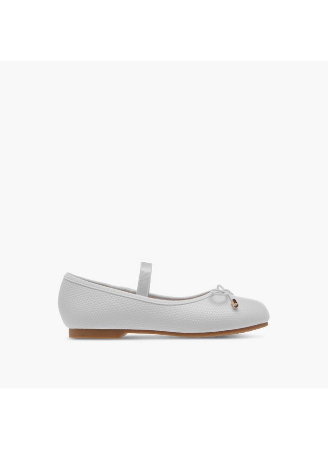 JUNIORS Girls Bow Accent Ballerina Shoes with Elasticated Strap  - Image 3
