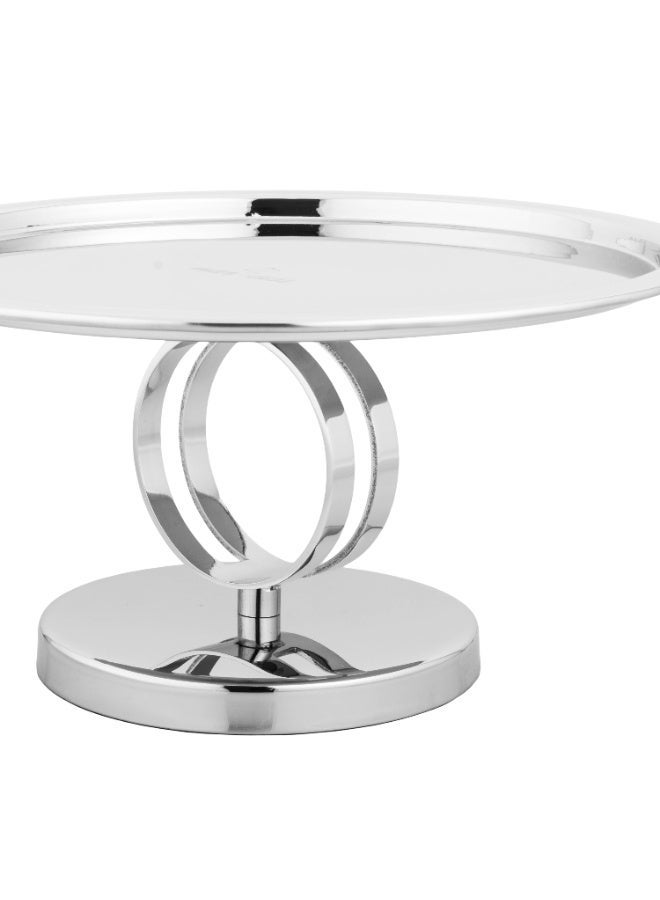 دانيا ✨ صحن تقديم كيك وحلويات استيل لماع مدوّر بقاعدة — مقاس 25 سم ✨ - Image 4