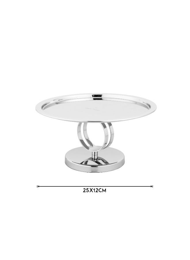 دانيا ✨ صحن تقديم كيك وحلويات استيل لماع مدوّر بقاعدة — مقاس 25 سم ✨ - Image 5