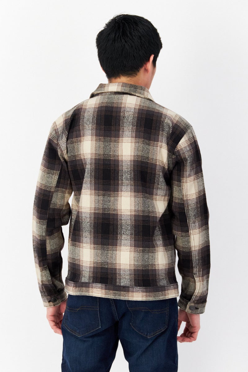 French Connection Men Plaid Full Zipper Shirt Jackets, Brown Combo - Image 3