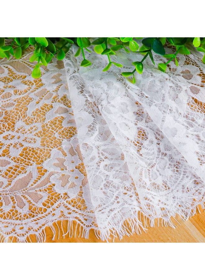 Fowecelt 4 Pcs Lace Table Runners 14 X 120 Inch For Wedding Bridal Shower Baby Shower Party Table Decoration White Wedding Table Party Supplies - Image 3
