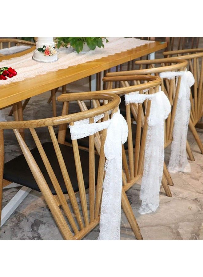 Fowecelt 4 Pcs Lace Table Runners 14 X 120 Inch For Wedding Bridal Shower Baby Shower Party Table Decoration White Wedding Table Party Supplies - Image 5