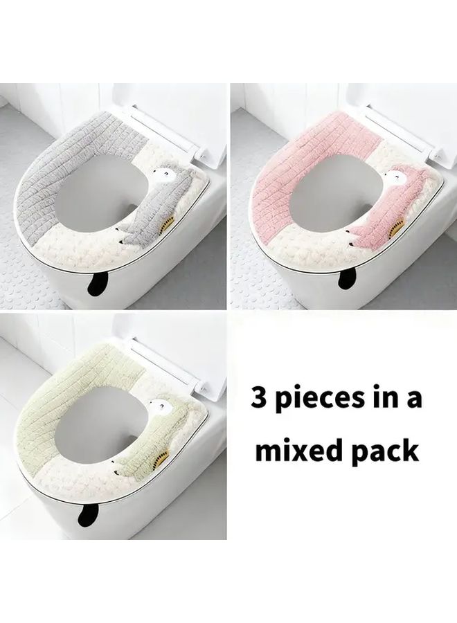 3pcs Plush Sheep Toilet Seat Cover Washable Fits Most Toilets Soft Cartoon Bathroom Decor - Image 1