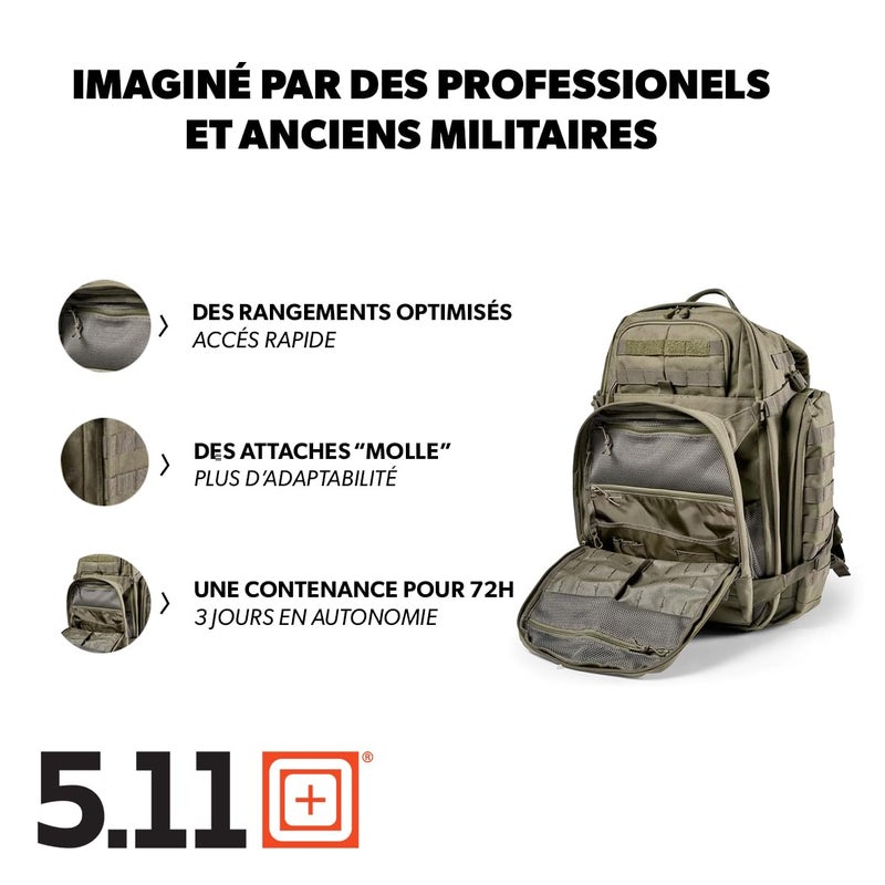 5.11 Tactical Backpack, RUSH 72 2.0 Military Survival Molle Back Pack with Laptop Compartment, Large, 55L, Ranger Green, Style 56565ABR - Image 3