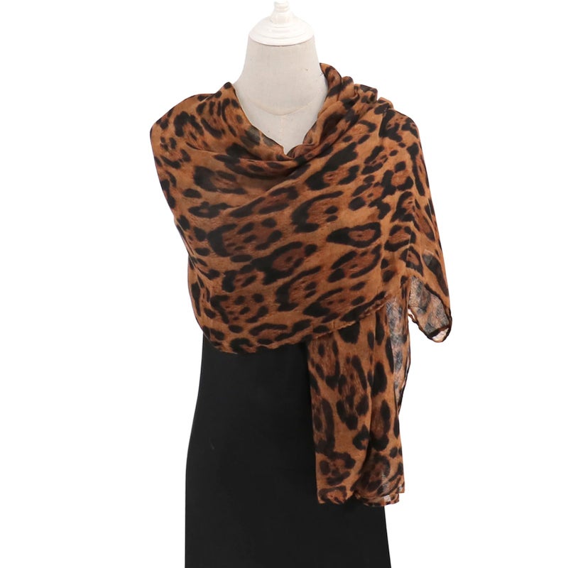 vimate leopard print scarf for women-spring fall winter lightweight cheetah print scarfs gifts for women large neck scarves shawl travel beach scarf (US-Style 30) - Image 3