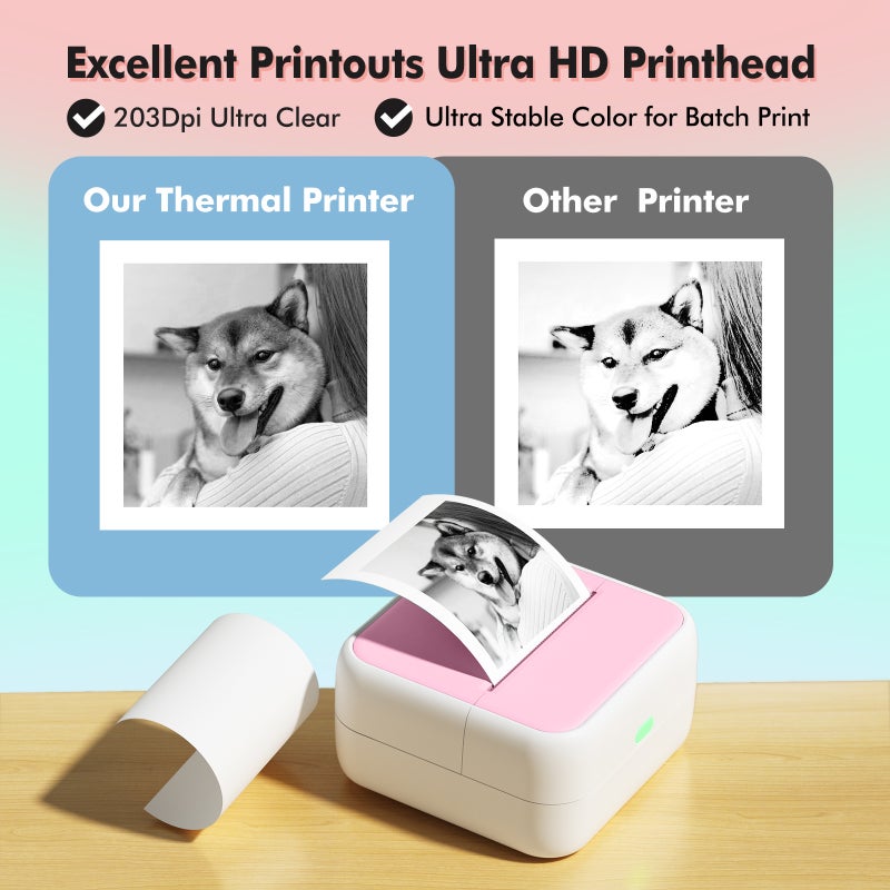 Mini Pocket Printer Portable Thermal Instant Photo Printing Label Maker Machine BT Wireless Connect Compatible with Android / iOS APP Support Receipt Label Memo Sticker Notes Lists Scrapbook DIY - Image 5