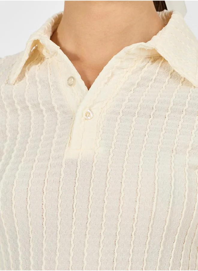 ستايلي Collar Textured Fitted Polo T-Shirt