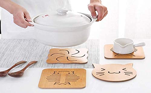DANSR DANSR Coasters for Drinks Household Multifunctional RoundSquare Dining Table Insulation Pad NonSlip Placemat Bamboo Thickened AntiScalding Pot Bowl Plate Pad Set of 6  - Image 3