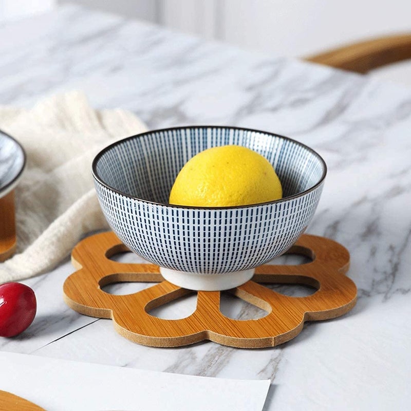 DANSR DANSR Coasters for Drinks Household Multifunctional RoundSquare Dining Table Insulation Pad NonSlip Placemat Bamboo Thickened AntiScalding Pot Bowl Plate Pad Set of 6  - Image 4