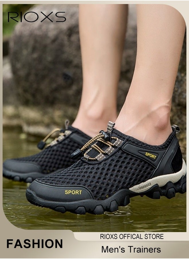 RIOXS Men's Athletic Casual Shoes, Lightweight Hiking Sport Shoe, Outdoor Running Shoes For Men, Mesh Breathable Fashion Sneakers, Comfy Trainers For Travel Walking Climbing Fishing Kayaking Shoes, Mens Athlesiure Trainers  - Image 5