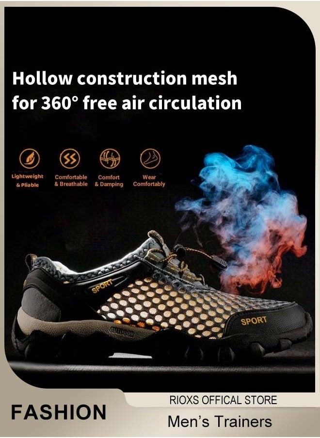 RIOXS Men's Athletic Casual Shoes, Lightweight Hiking Sport Shoe, Outdoor Running Shoes For Men, Mesh Breathable Fashion Sneakers, Comfy Trainers For Travel Walking Climbing Fishing Kayaking Shoes, Mens Athlesiure Trainers  - Image 3