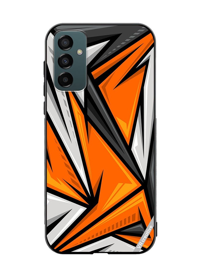 VR CREATIVE Protective Case Cover For Samsung Galaxy F13/M13 Texture Sports Racing Style Orange Color Design Multicolour - Image 1