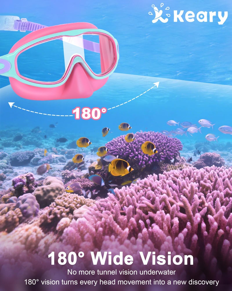 Keary Kids Swim Goggles with Nose Cover Swimming Goggles for Kids 6-14 8-12 Age 4-7 3-6 Toddler Boys Girl Youth Child Snorkel Mask Anti Fog Diving Masks Pool Water Glasses Round Frame Leakproof - Image 4