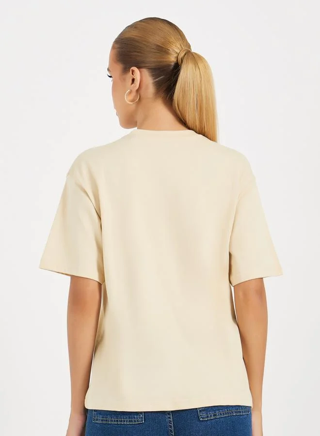 Styli Embroidered Future is Female Slogan Boxy T-Shirt