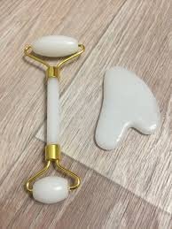DHYANARSH Natural Jade/Agate Stone roller and Guasha Facial Massager (White rock) - Image 2