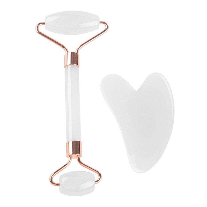 DHYANARSH Natural Jade/Agate Stone roller and Guasha Facial Massager (White rock) - Image 5
