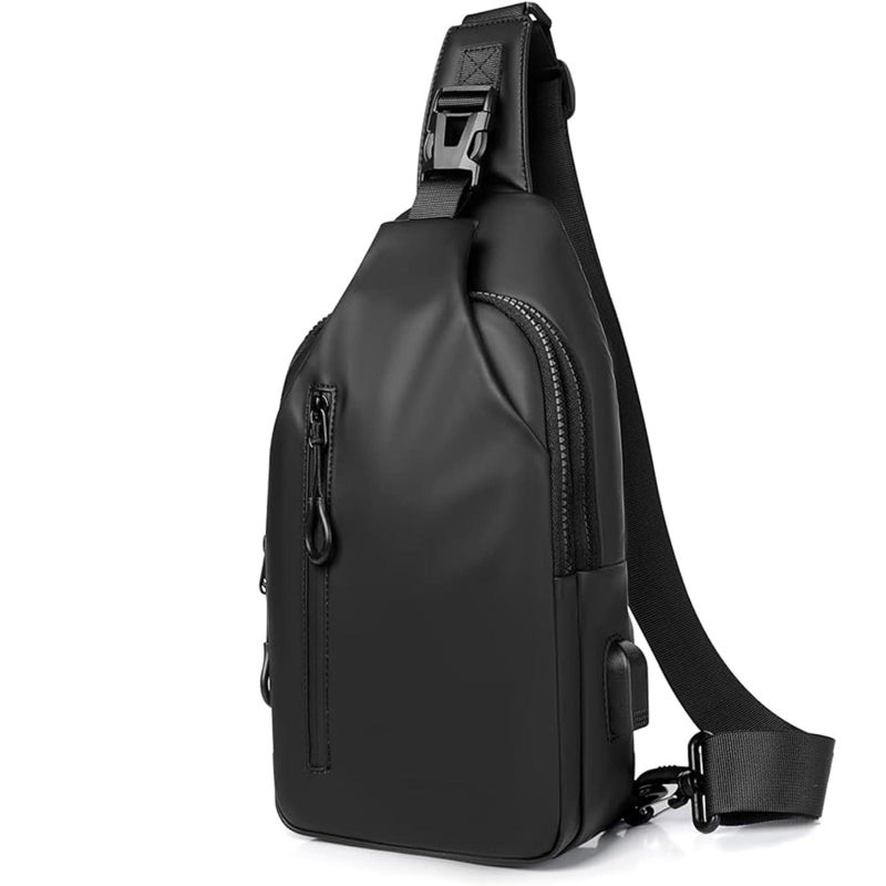 Black Men’s Chest Bag – Crossbody, Lightweight, Nylon, for Running, Travel, Hiking