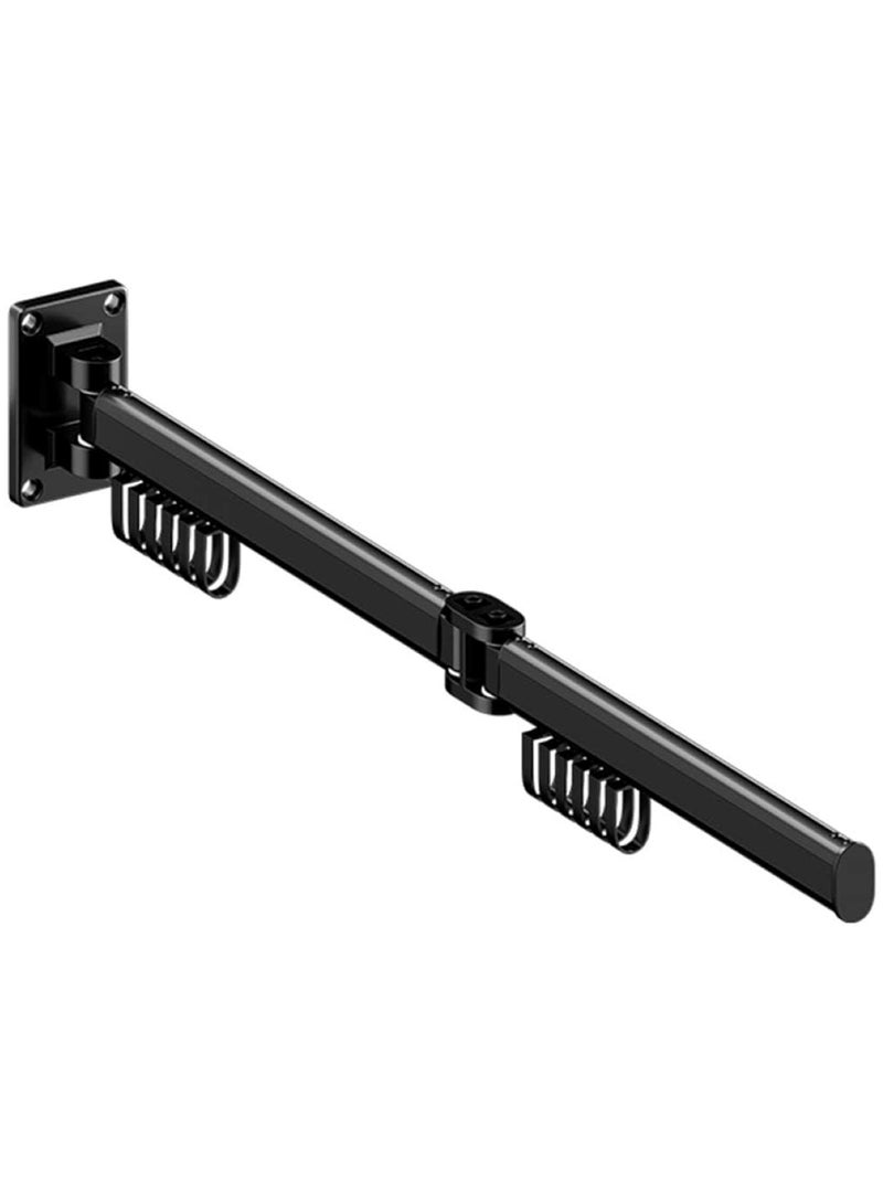 Black Wall-Mounted Foldable Clothes Hanging Rack Space-Saving - Image 1