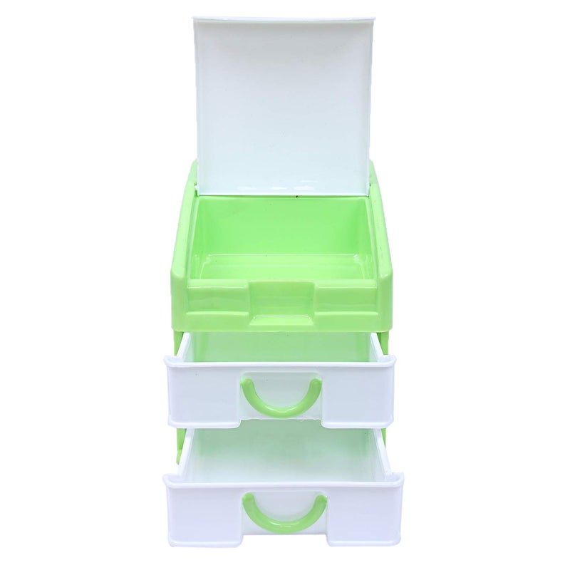Kuber Industries Plastic 2 Pieces Three Layer Drawer Storage Cabinet Box GreenCTKTC25117 - Image 5