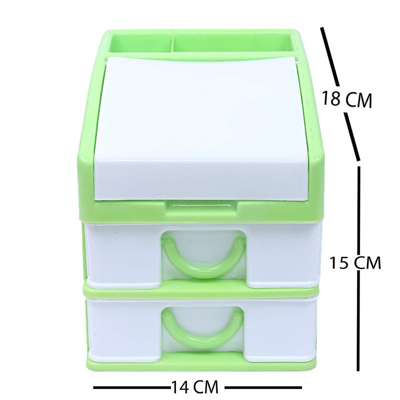 Kuber Industries Plastic 2 Pieces Three Layer Drawer Storage Cabinet Box GreenCTKTC25117 - Image 2