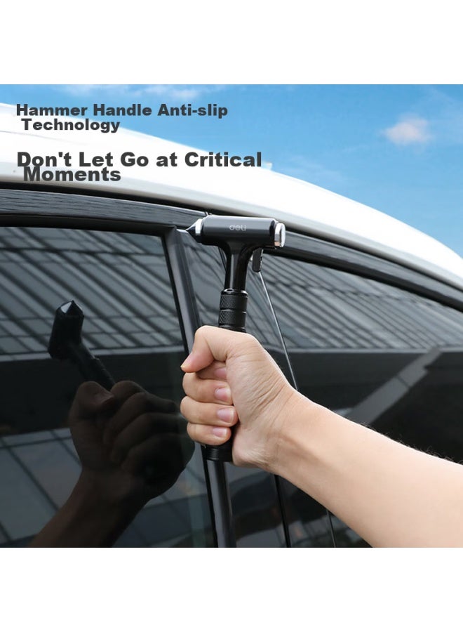 Deli Car Safety Hammer, Multi-functional Window Breaker, All-metal Handle With Flashlight And Cutter, Three-in - Image 3