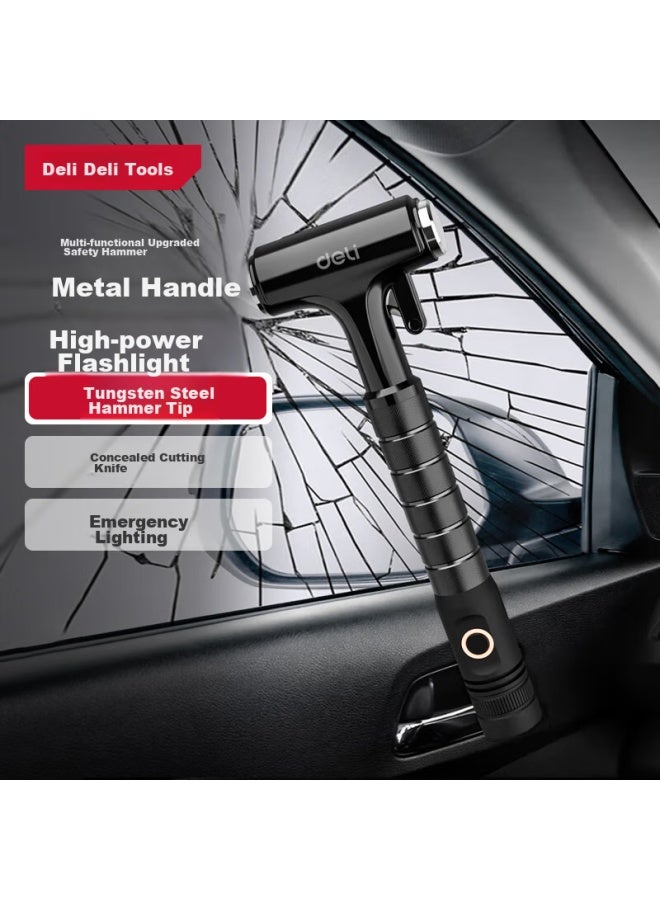 Deli Car Safety Hammer, Multi-functional Window Breaker, All-metal Handle With Flashlight And Cutter, Three-in - Image 4