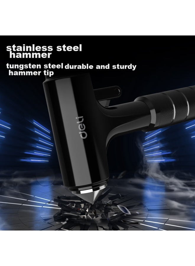 Deli Car Safety Hammer, Multi-functional Window Breaker, All-metal Handle With Flashlight And Cutter, Three-in - Image 2