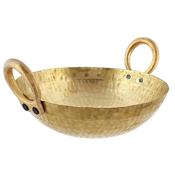 Shopsidex SHOPSIDEX Brass Hammered Kadhai for CookingServing Pital Kadhai pital kadai 1000 ML - Image 3