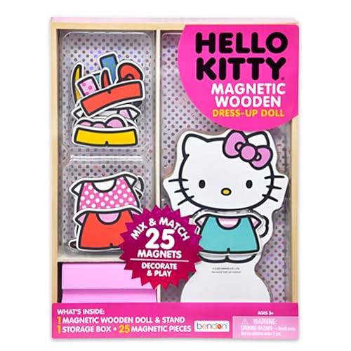 Hello Kitty Magnetic Wooden Doll Set Activity Bundle Sanrio Dress Up Doll with 25 Clothing Accessories Stickers Door Hanger Hello Kitty Toys for Girls - Image 5
