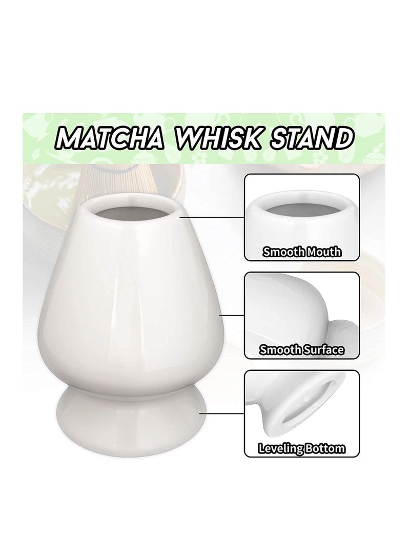 Excefore طقم شاي ياباني، مجموعة أدوات الشاي التقليدية، ملحقات حفل الماتشا، خلاط ماتشا، خلاط، ملعقة شاي (طقم مكون من 3 قطع، أبيض) - Image 2