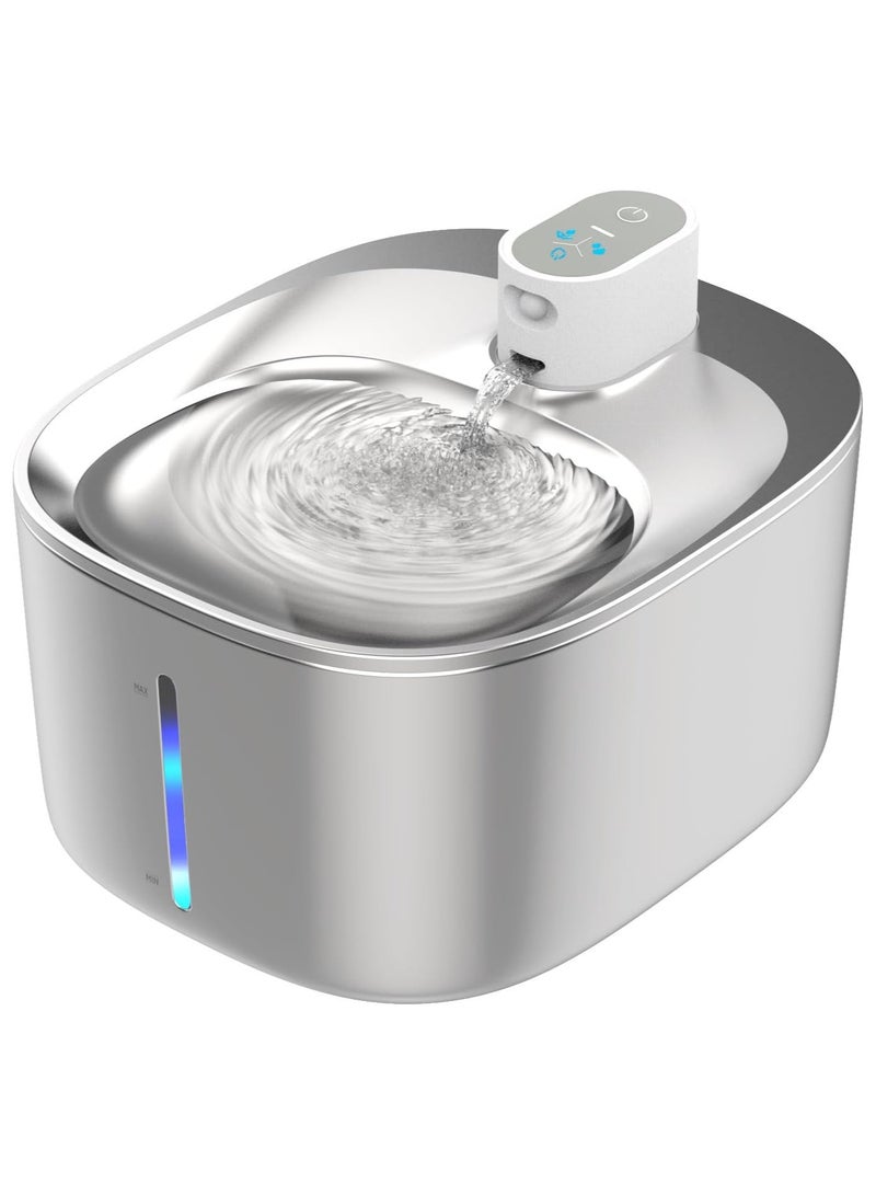 عام نافورة مياه للقطط تعمل بالبطارية ، نافورة مياه للحيوانات الأليفة من الفولاذ المقاوم للصدأ 4 لتر للقطط والكلاب مع مستشعر حركة ، نافورة شرب لاسلكية فائقة الهدوء للقطط - Image 1